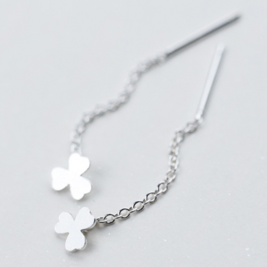 Three Leaf Clover Threader Earrings