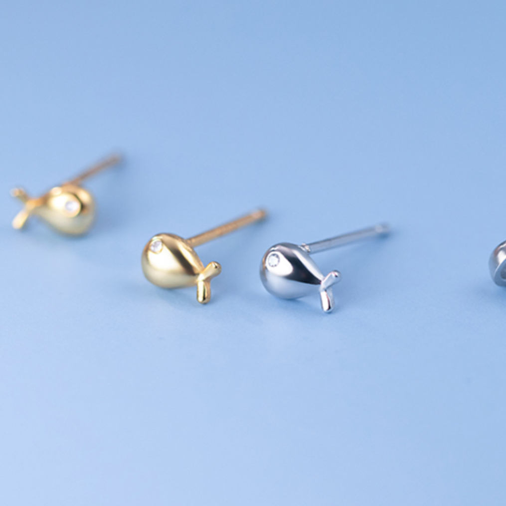 Tiny Fish Stud Earrings