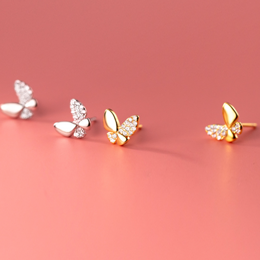 Crystal Detail Butterfly Stud Earrings