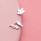 Cat and Fishbone Stud Earrings