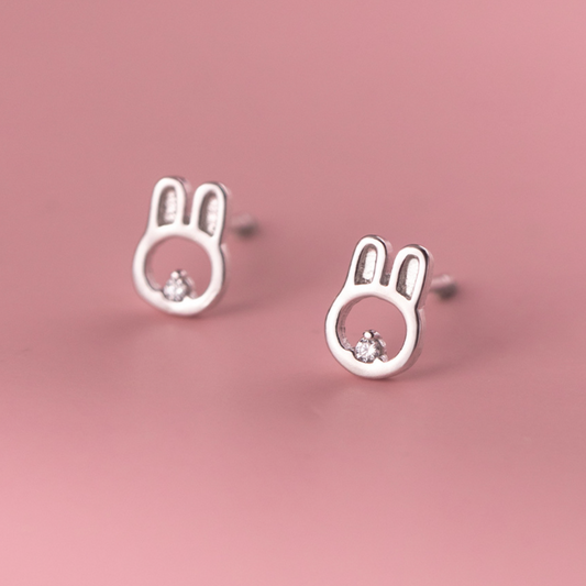 Tiny Crystal Detail Bunny Stud Earrings