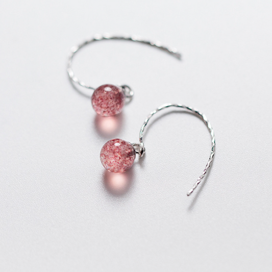 Red Flecked Crystal Dangle Earrings