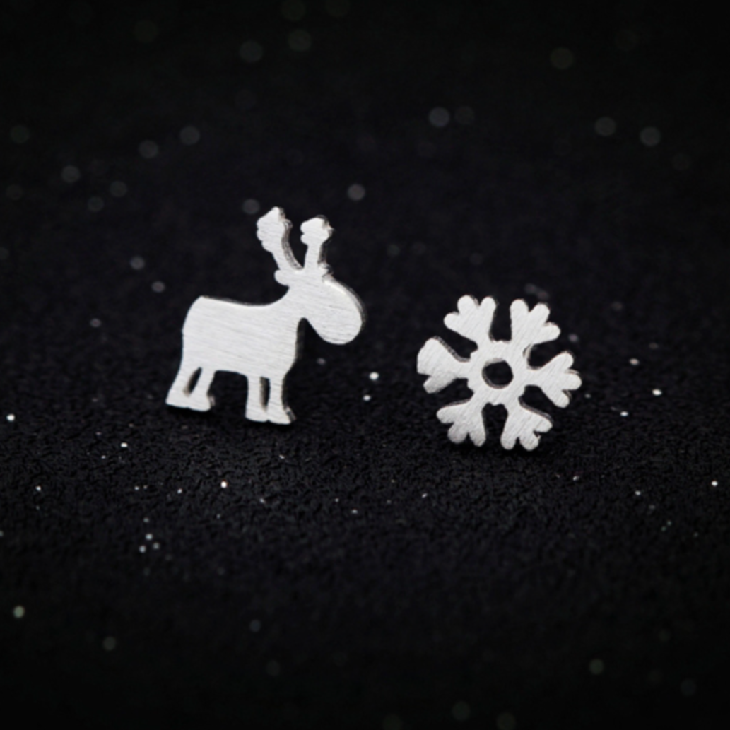Reindeer and Snowflake Stud Earrings