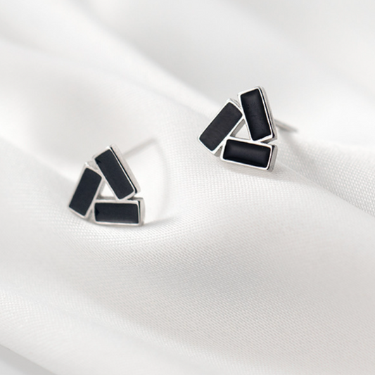 Black Triangle Stud Earrings