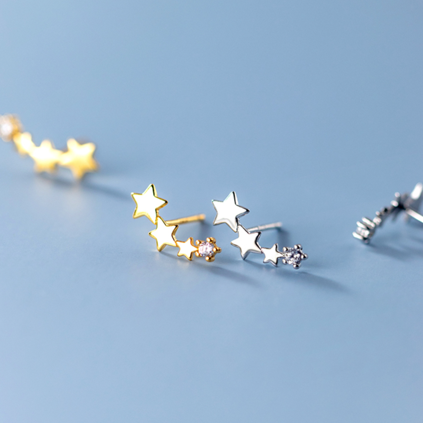Sterling Silver Star Climber Studs