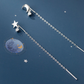Moon and Star Asymmetrical Threader Earrings