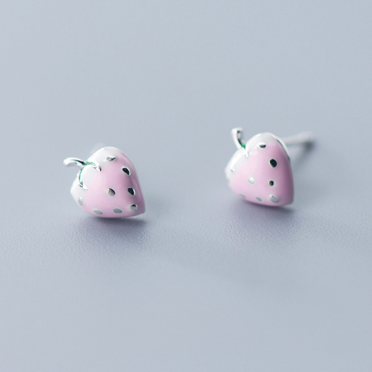 Baby Pink Strawberry Stud Earrings