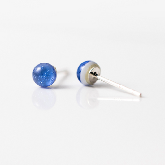 Blue Crystal Ball Stud Earrings