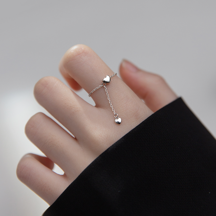 Sterling Silver Adjustable Chain Heart Ring – Chic Stories