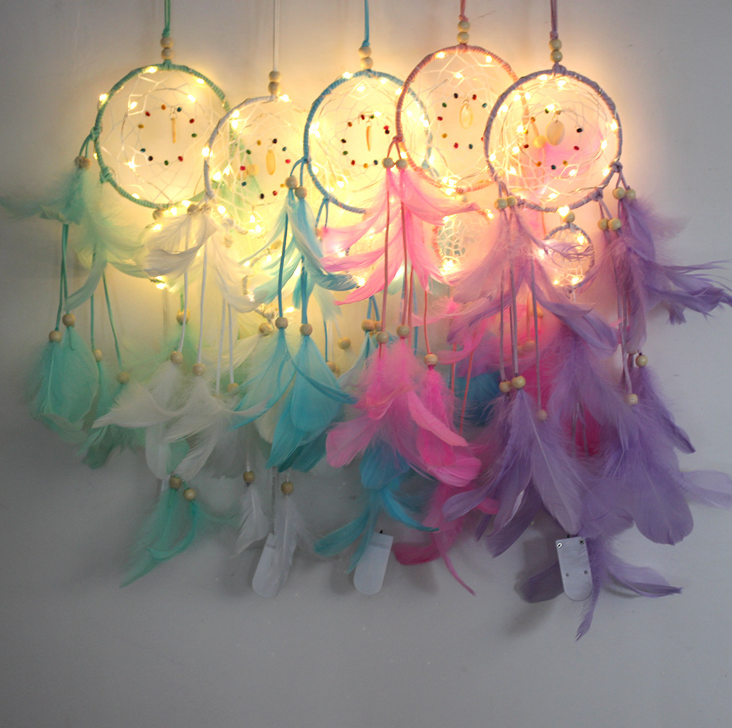 Colourful Pastel LED Dream Catchers