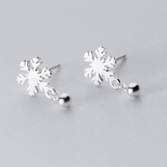 Snowflake Drop Stud Earrings