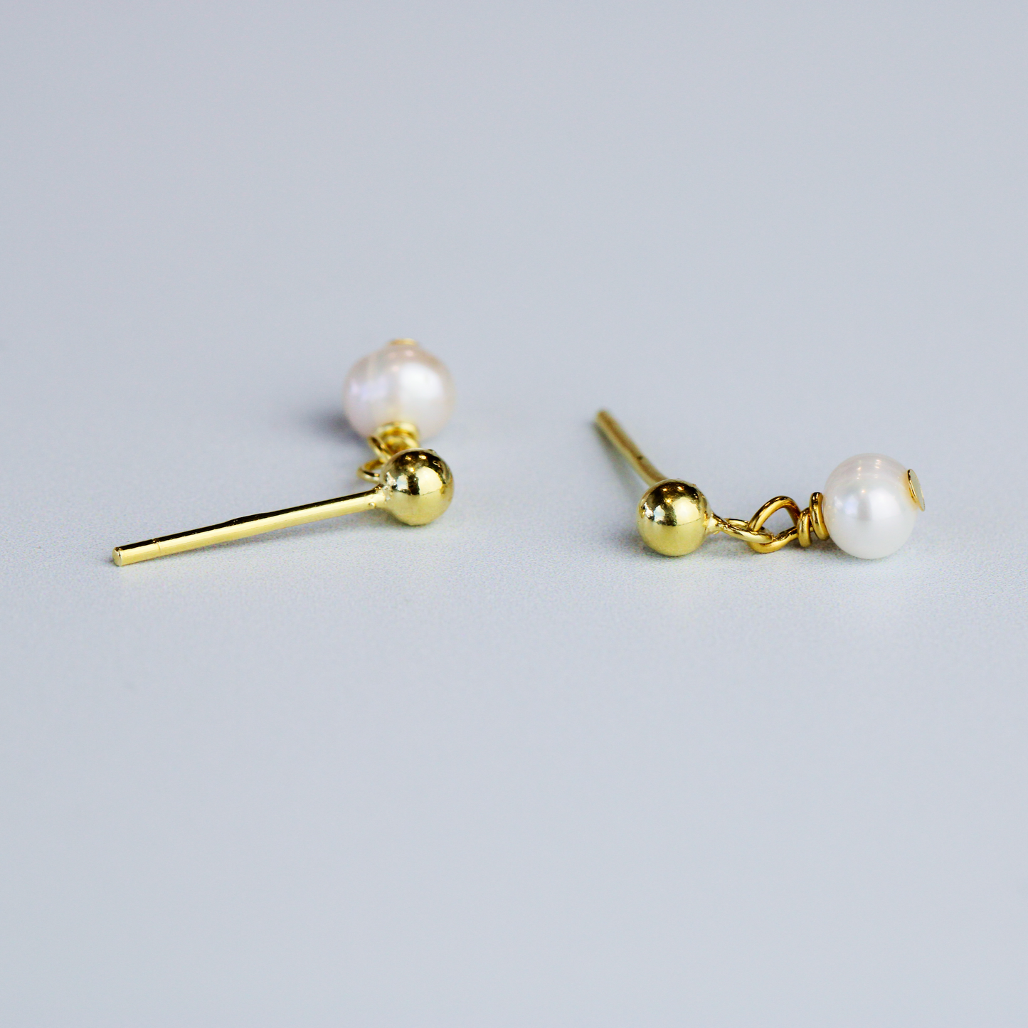 Gold Pearl Drop Stud Earrings