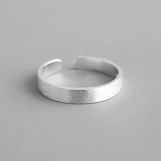 Brushed Silver Simple Band Ring