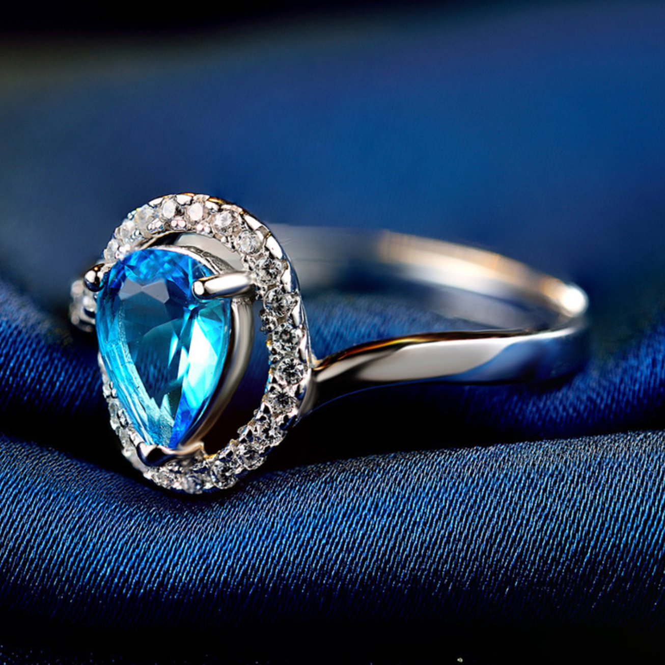 Blue Moissanite Ring