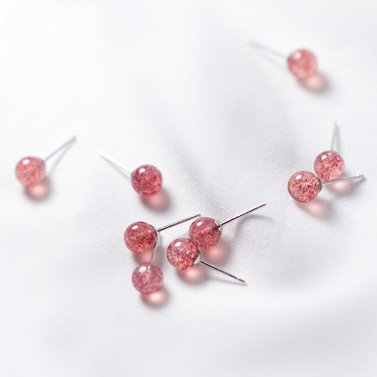 Red Speckled Crystal Ball Stud Earrings