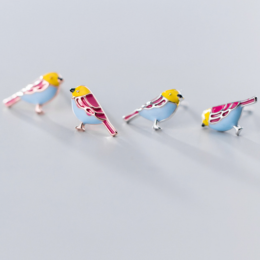 Colourful Bird Stud Earrings