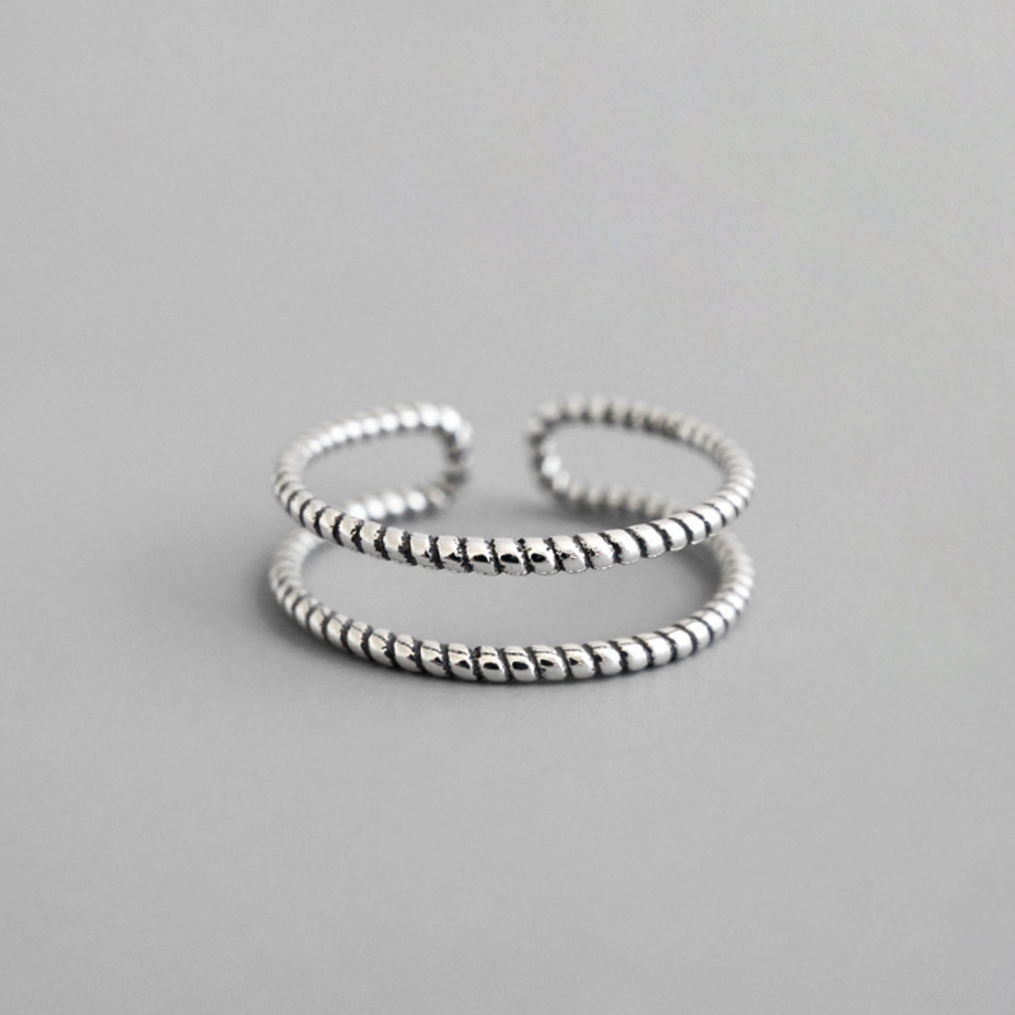 Double Band Rope Twist Ring