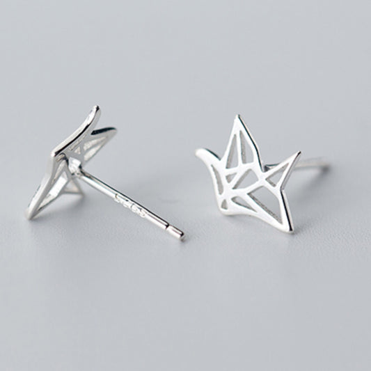 Origami Crane Stud Earrings