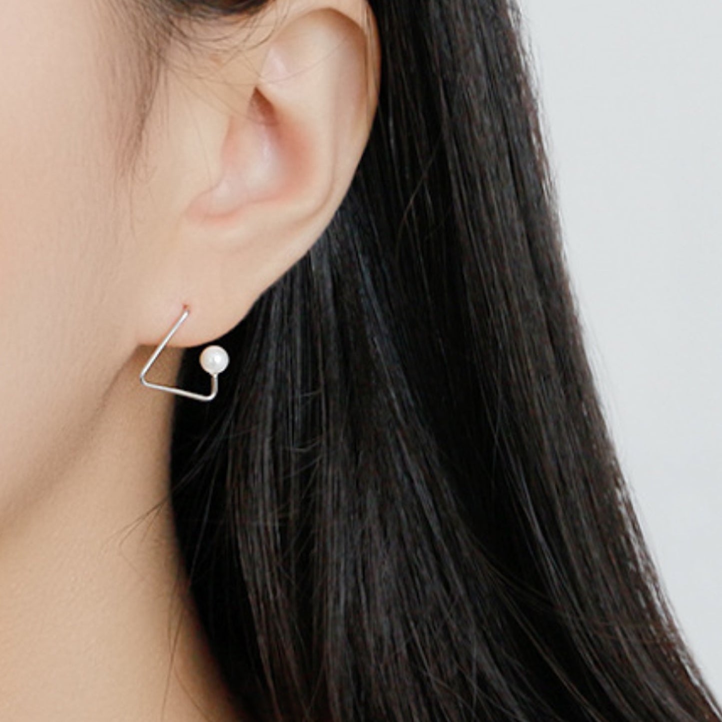 Triangle Pearl Drop Earrings