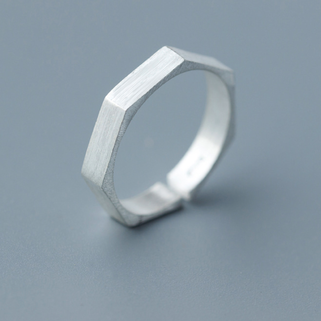 Brushed Silver Geometric Ring