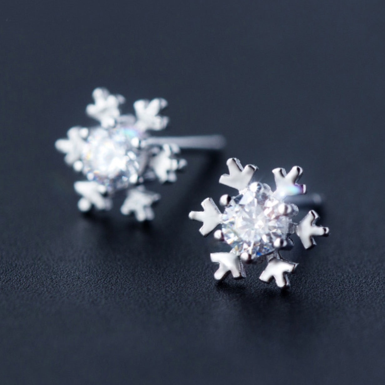 Crystal Snowflake Stud Earrings