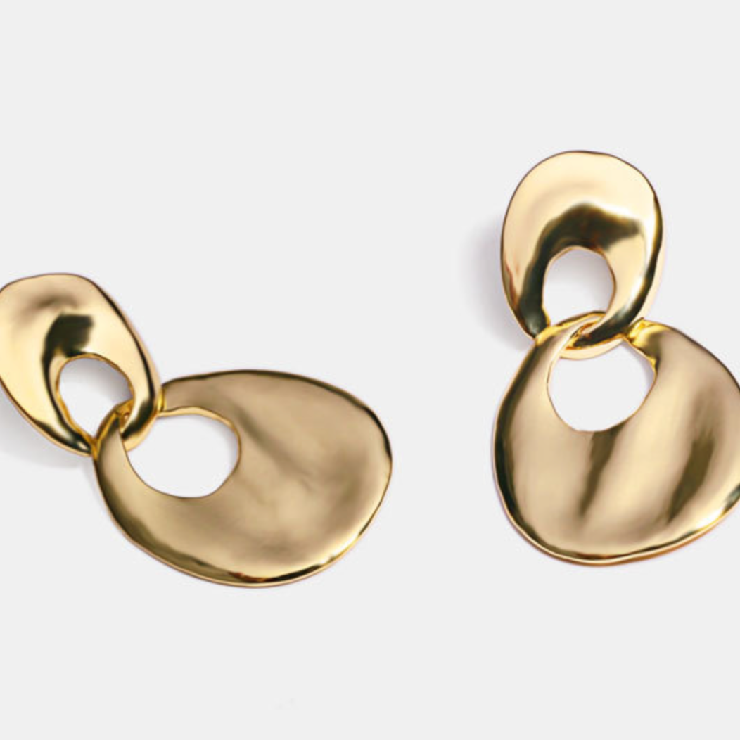 Contemporary Gold Drop Earrings