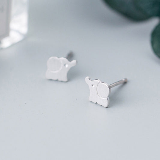 Brushed Silver Elephant Earrings