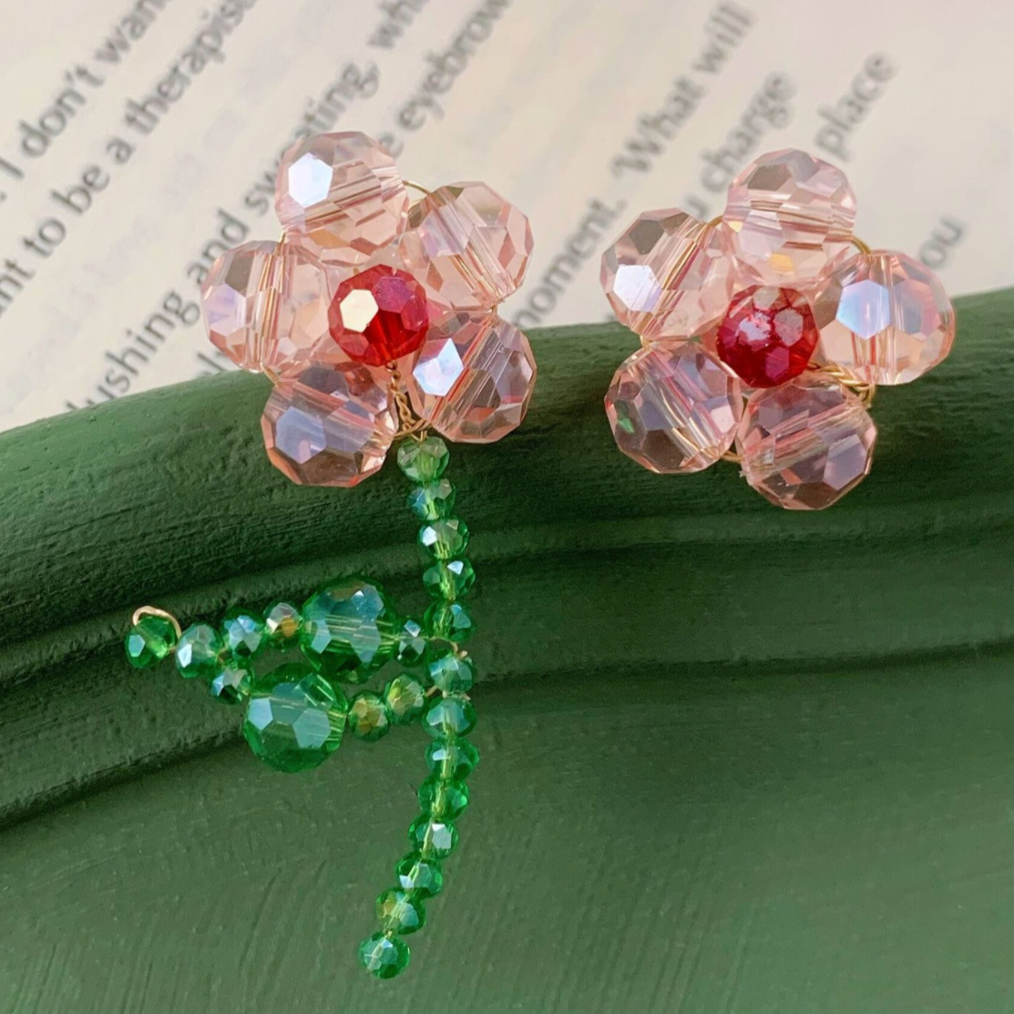 Asymmetrical Floral Bead Earrings