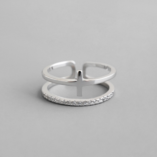 Cross Double Band Ring
