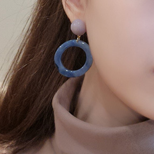 Marble Circle Inspired Earrings