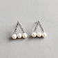 Crystal and Pearl Triangle Stud Earrings