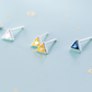 Blue, Yellow or White Crystal Triangle Stud Earrings