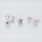 Pink, Purple and White Crystal Flower Stud Earrings