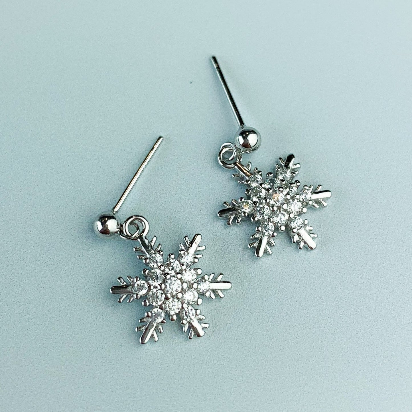 Sparkly Snowflake Dangle Stud Earrings
