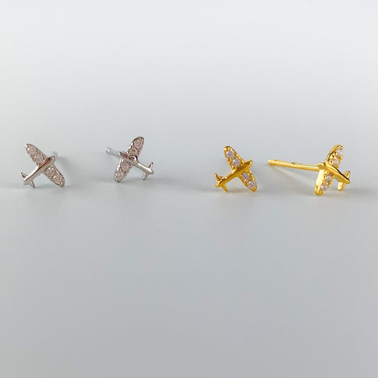 Tiny Plane Stud Earrings