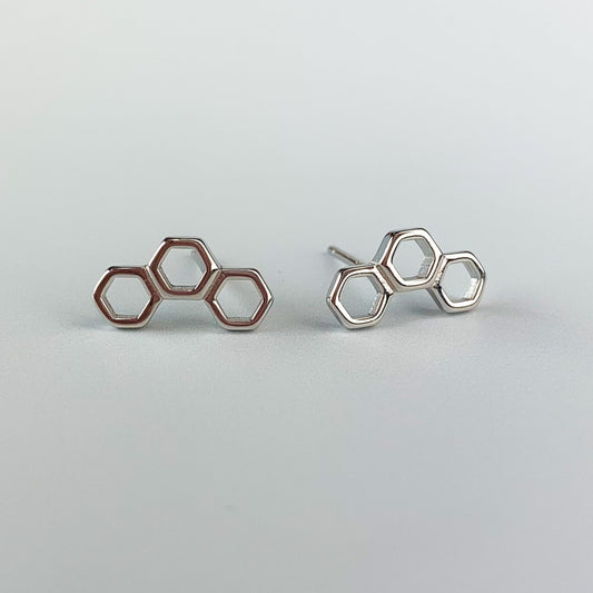 Geometric Hexagonal Stud Earrings
